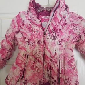 girls pink snowflake winter jacket